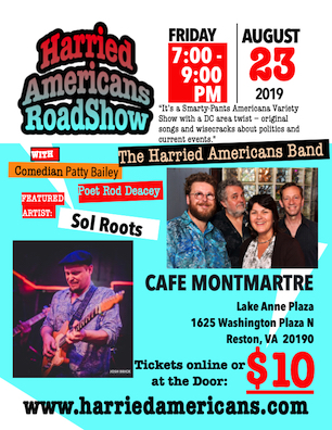 Poster for August 23 2019 Harried Americans Show